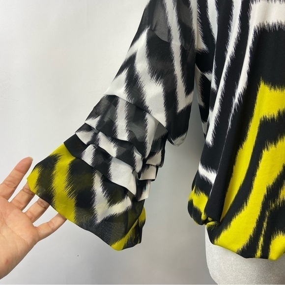 Alfani Zebra Stripe 3/4 Bell Sleeve Blouse, PM - Picture 7 of 12